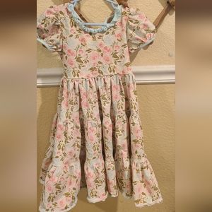 Sweet Honey dress, boutique 8T. Cream, blue, pink floral. Gently Used.